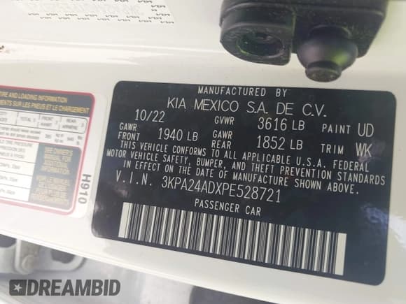 ✅ 2023 Kia Rio S • VIN: 3KPA24ADXPE528721 • Lot: 43339212. Listed on IAAI with 24,145 mi. Free auction sales archive from the USA and detailed vehicle history report at DreamBid. Image 9.