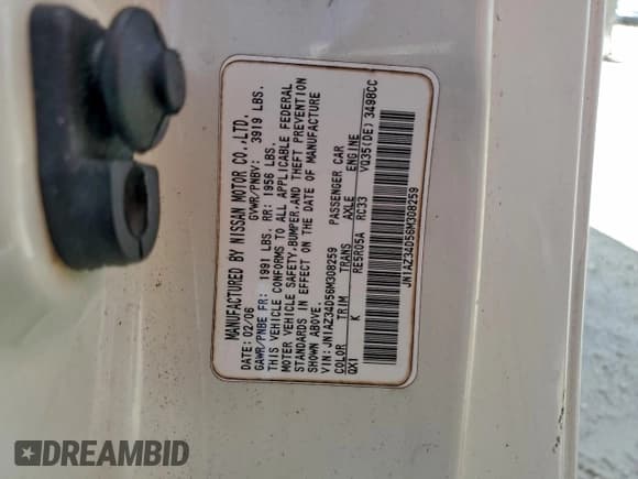 ✅ 2006 Nissan 350Z Enthusiast • VIN: JN1AZ34D56M308259 • Lot: 94379705. Wystawiony na Copart z przebiegiem Nie podano. Bezpłatny archiwum sprzedaży aukcyjnych z USA i szczegółowy raport historii pojazdu na DreamBid. Zdjęcie 12.