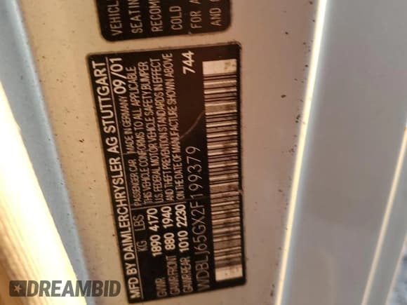 ✅ 2002 Mercedes-Benz CLK 320/430 • VIN: WDBLJ65GX2F199379 • Lot: 91311965. Wystawiony na Copart z przebiegiem 97 244 mil. Bezpłatny archiwum sprzedaży aukcyjnych z USA i szczegółowy raport historii pojazdu na DreamBid. Zdjęcie 12.