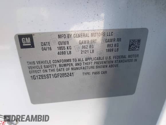 ✅ 2016 Chevrolet Malibu LT • VIN: 1G1ZE5ST1GF285241 • Lot: 43466743. Wystawiony na IAAI z przebiegiem 157 547 mil mil. Skorzystaj z bezpłatnego archiwum sprzedaży aukcyjnych z USA i zobacz szczegółowy raport historii pojazdu na DreamBid. Zdjęcie 9.