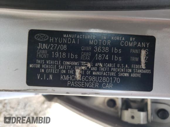 ✅ 2008 Hyundai Accent GLS • VIN: KMHCN46C98U280170 • Лот: 54251365. Опубликован ранее на Copart с пробегом 163 298 миль. Бесплатный доступ к архиву аукционных продаж из США и подробный отчёт об истории автомобиля на DreamBid. Изображение 12.