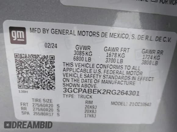 ✅ 2024 Chevrolet Silverado 1500 Custom • VIN: 3GCPABEK2RG264301 • Lot: 43407857. Wystawiony na IAAI z przebiegiem 14 771 mil. Bezpłatny archiwum sprzedaży aukcyjnych z USA i szczegółowy raport historii pojazdu na DreamBid. Zdjęcie 9.