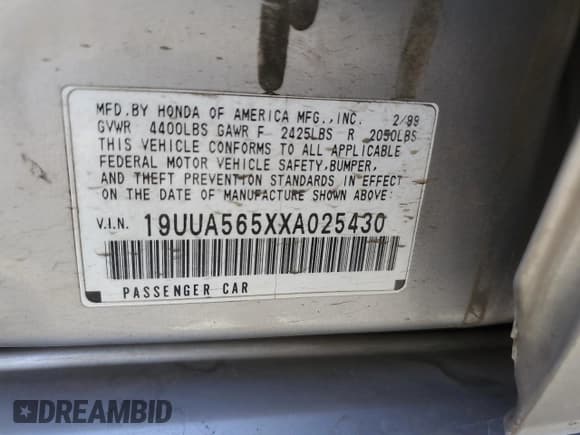 ✅ 1999 Acura TL • VIN: 19UUA565XXA025430 • Лот: 62873905. Опубликован ранее на Copart с пробегом 223 940 миль. Бесплатный доступ к архиву аукционных продаж из США и подробный отчёт об истории автомобиля на DreamBid. Изображение 12.