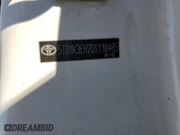 ✅ 2013 Toyota Highlander Limited • VIN: 5TDYK3EH2DS118485 • Lot: 89436585. Listed on Copart with Not provided. Free auction sales archive from the USA and detailed vehicle history report at DreamBid. Image 13.