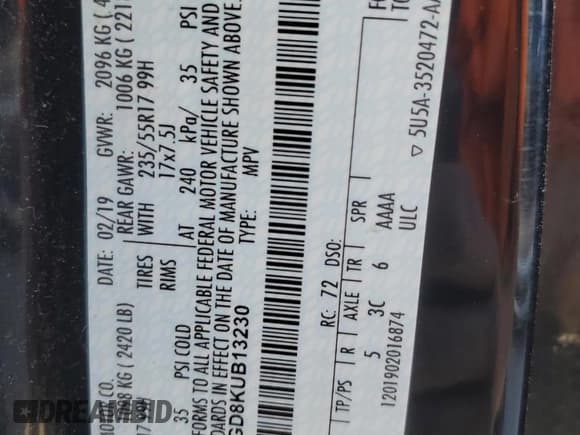 ✅ 2019 Ford Escape SE • VIN: 1FMCU0GD8KUB13230 • Лот: 92392895. Опубликован ранее на Copart с пробегом 148 912 миль. Бесплатный доступ к архиву аукционных продаж из США и подробный отчёт об истории автомобиля на DreamBid. Изображение 13.