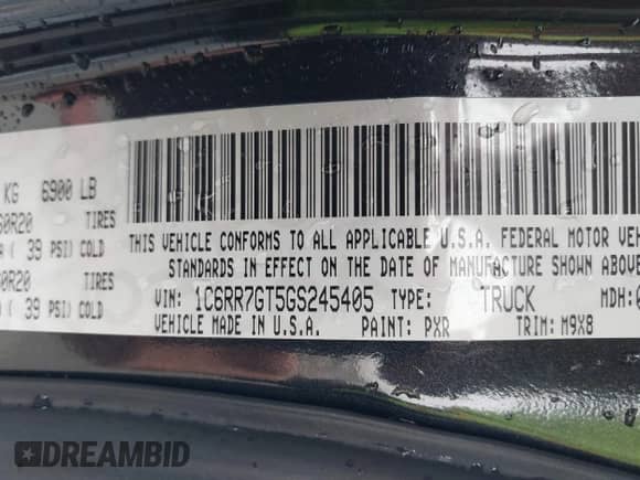 2016 Ram 1500 Big Horn with VIN 1C6RR7GT5GS245405, listed as a IAAI auction lot 41997023 with 163,213 mi miles and . Bid and sale history available at DreamBid. Image 9.