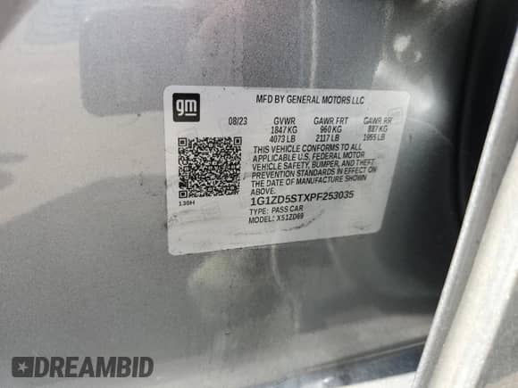 2023 Chevrolet Malibu LT with VIN 1G1ZD5STXPF253035, listed as a Copart auction lot 65439375 with 32,344 mi miles and Non repairable. Bid and sale history available at DreamBid. Image 12.