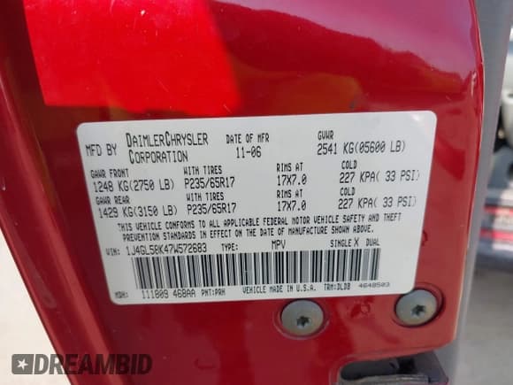 ✅ 2007 Jeep Liberty Limited • VIN: 1J4GL58K47W572683 • Lot: 42719253. Listed on IAAI with 173,509 mi. Free auction sales archive from the USA and detailed vehicle history report at DreamBid. Image 9.