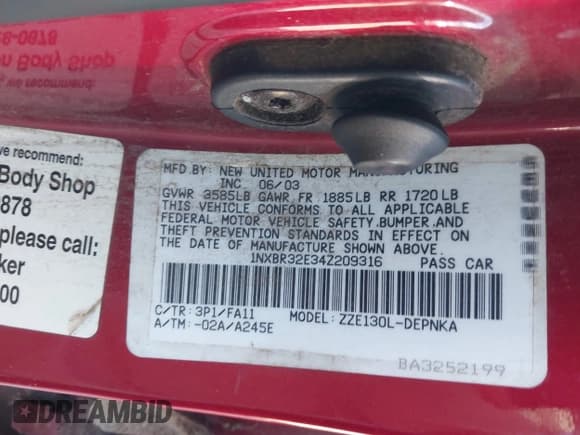 ✅ 2004 Toyota Corolla LE • VIN: 1NXBR32E34Z209316 • Лот: 43773794. Опубликован ранее на IAAI с пробегом 299 999 миль. Бесплатный доступ к архиву аукционных продаж из США и подробный отчёт об истории автомобиля на DreamBid. Изображение 9.