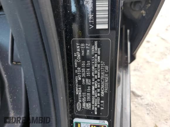 2011 Hyundai Accent GLS с VIN KMHCN4AC7BU617157, выставлен на аукционе Copart как лот 76158644 с пробегом 76 551 миль миль и Списание • Salvage title. История ставок и продаж доступна на DreamBid. Изображение 12.