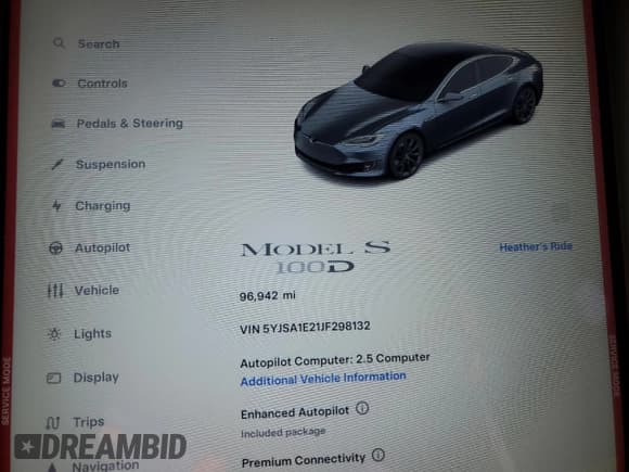 ✅ 2018 Tesla Model S 75D • VIN: 5YJSA1E21JF298132 • Лот: 91114535. Опубликован ранее на Copart с пробегом 96 942 миль. Бесплатный доступ к архиву аукционных продаж из США и подробный отчёт об истории автомобиля на DreamBid. Изображение 9.