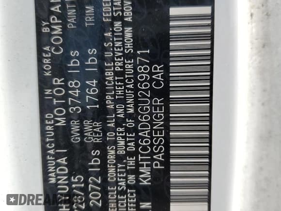 ✅ 2016 Hyundai Veloster • VIN: KMHTC6AD6GU269871 • Lot: 79245444. Wystawiony na Copart z przebiegiem 97 780 mil. Bezpłatny archiwum sprzedaży aukcyjnych z USA i szczegółowy raport historii pojazdu na DreamBid. Zdjęcie 12.