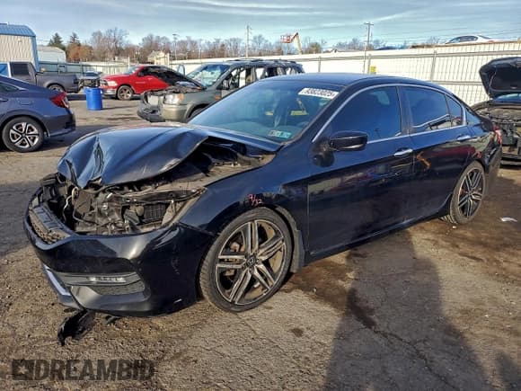 ✅ 2017 Honda Accord Sport • VIN: 1HGCR2F50HA102777 • Lot: 93823025. Listed on Copart with 112,762 mi. Free auction sales archive from the USA and detailed vehicle history report at DreamBid. Image 1.
