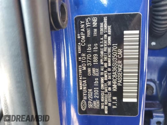 ✅ 2025 Hyundai Venue SEL • VIN: KMHRC8A36SU350701 • Lot: 58740005. Listed on Copart with 8,185 mi. Free auction sales archive from the USA and detailed vehicle history report at DreamBid. Image 12.