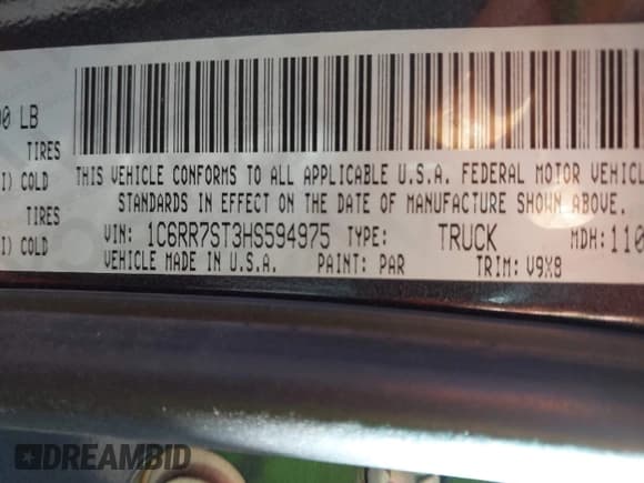 ✅ 2017 Ram 1500 Tradesman • VIN: 1C6RR7ST3HS594975 • Лот: 43482874. Опубликован ранее на IAAI с пробегом 151 266 миль. Бесплатный доступ к архиву аукционных продаж из США и подробный отчёт об истории автомобиля на DreamBid. Изображение 9.