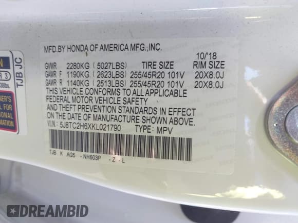 ✅ 2019 Acura RDX w/A-Spec Pkg • VIN: 5J8TC2H6XKL021790 • Lot: 41908947. Listed on IAAI with 71,852 mi. Free auction sales archive from the USA and detailed vehicle history report at DreamBid. Image 9.