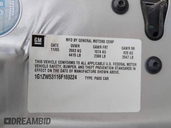2006 Chevrolet Malibu SS z VIN 1G1ZW53116F169224, wystawiony jako IAAI lot #42542314 z przebiegiem 78 228 mil mil oraz . Historia ofert i sprzedaży dostępna na DreamBid. Obrazek 9.
