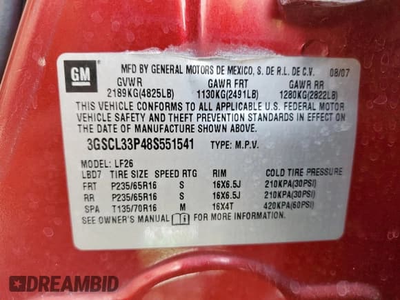 ✅ 2008 Saturn VUE XE • VIN: 3GSCL33P48S551541 • Lot: 92853555. Wystawiony na Copart z przebiegiem 99 498 mil. Bezpłatny archiwum sprzedaży aukcyjnych z USA i szczegółowy raport historii pojazdu na DreamBid. Zdjęcie 13.