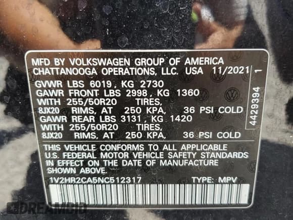 ✅ 2022 Volkswagen Atlas SE • VIN: 1V2HR2CA5NC512317 • Lot: 64598625. Wystawiony na Copart z przebiegiem 56 920 mil. Bezpłatny archiwum sprzedaży aukcyjnych z USA i szczegółowy raport historii pojazdu na DreamBid. Zdjęcie 13.