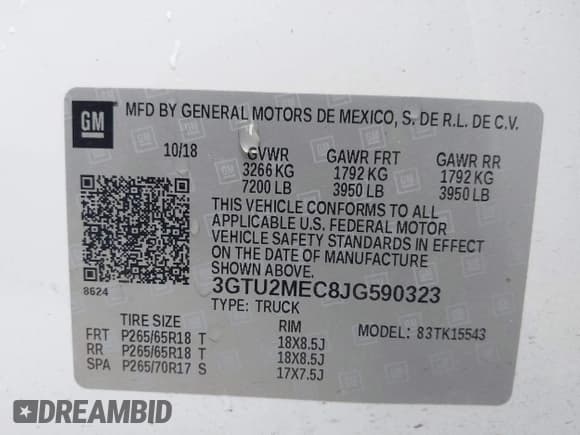 ✅ 2018 GMC Sierra 1500 SLE • VIN: 3GTU2MEC8JG590323 • Лот: 41613699. Опубликован ранее на IAAI с пробегом 45 951 миль. Бесплатный доступ к архиву аукционных продаж из США и подробный отчёт об истории автомобиля на DreamBid. Изображение 9.