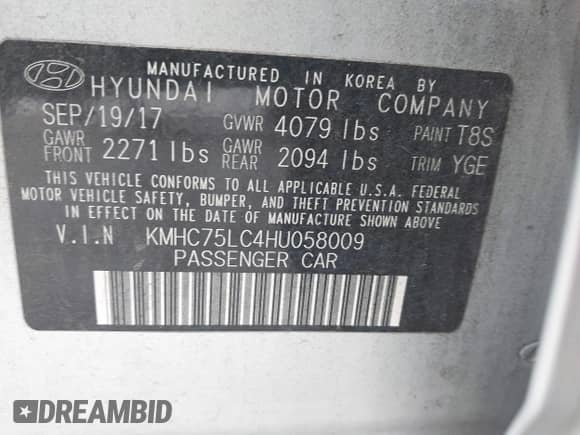 2017 Hyundai Ioniq SEL с VIN KMHC75LC4HU058009, выставлен на аукционе IAAI как лот 43306029 с пробегом 119 763 миль миль и . История ставок и продаж доступна на DreamBid. Изображение 9.