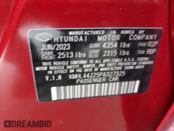 2023 Hyundai Sonata SEL Plus с VIN KMHL44J25PA327325, выставлен на аукционе Copart как лот 83821655 с пробегом 16 960 миль миль и Списание • Salvage title. История ставок и продаж доступна на DreamBid. Изображение 12.