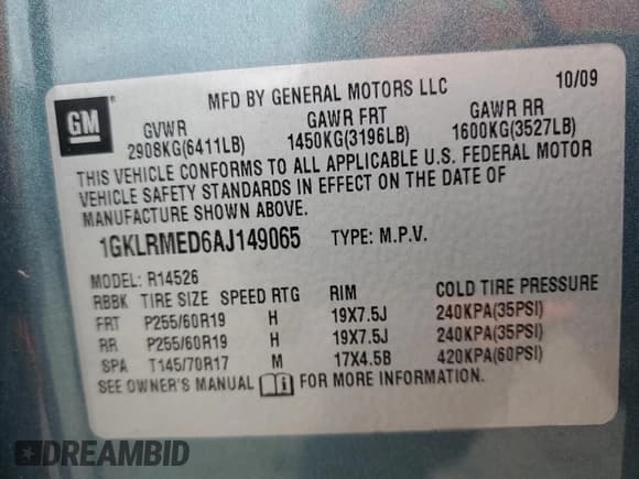 ✅ 2010 GMC Acadia SLT1 • VIN: 1GKLRMED6AJ149065 • Лот: 71926145. Опубликован ранее на Copart с пробегом 223 234 миль. Бесплатный доступ к архиву аукционных продаж из США и подробный отчёт об истории автомобиля на DreamBid. Изображение 13.