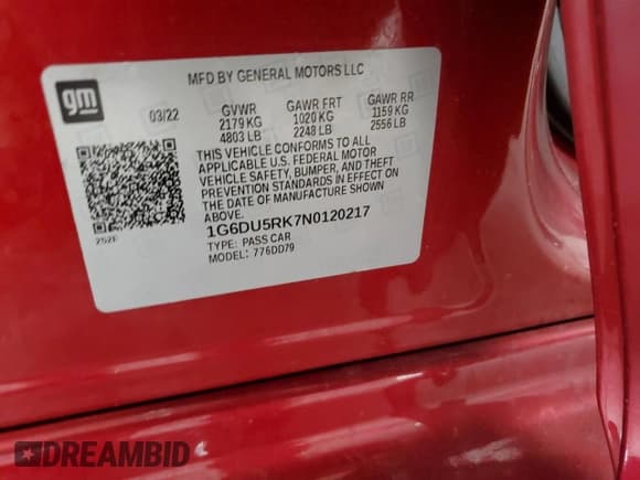 ✅ 2022 Cadillac CT5 Sport • VIN: 1G6DU5RK7N0120217 • Лот: 56294495. Опубликован ранее на Copart с пробегом Не указан. Бесплатный доступ к архиву аукционных продаж из США и подробный отчёт об истории автомобиля на DreamBid. Изображение 13.