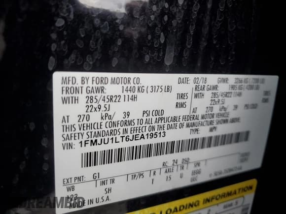 ✅ 2018 Ford Expedition Platinum • VIN: 1FMJU1LT6JEA19513 • Lot: 42180365. Listed on Copart with 92,595 mi. Free auction sales archive from the USA and detailed vehicle history report at DreamBid. Image 14.