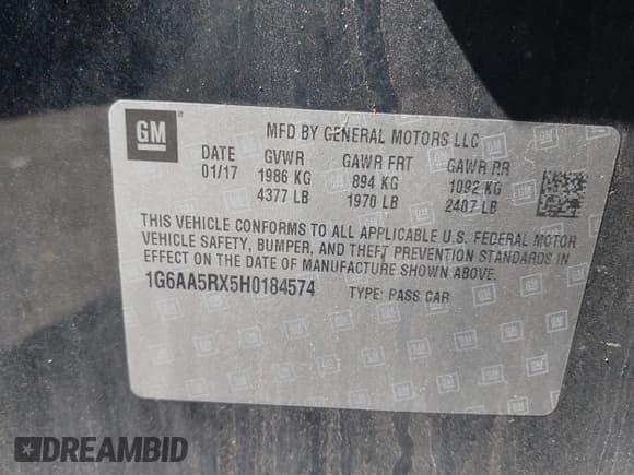 ✅ 2017 Cadillac ATS RWD • VIN: 1G6AA5RX5H0184574 • Lot: 42106485. Listed on IAAI with 155,737 mi. Free auction sales archive from the USA and detailed vehicle history report at DreamBid. Image 9.