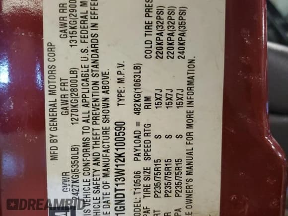 ✅ 2002 Chevrolet Blazer LS • VIN: 1GNDT13W12K100590 • Lot: 88982035. Wystawiony na Copart z przebiegiem 141 184 mil. Bezpłatny archiwum sprzedaży aukcyjnych z USA i szczegółowy raport historii pojazdu na DreamBid. Zdjęcie 12.