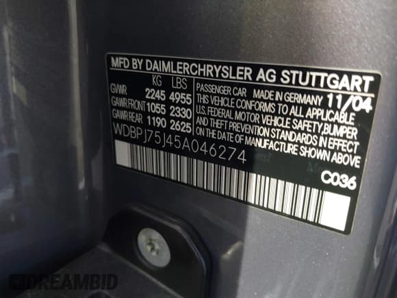 ✅ 2005 Mercedes-Benz CL 500 • VIN: WDBPJ75J45A046274 • Лот: 41236482. Опубликован ранее на IAAI с пробегом 126 210 миль. Бесплатный доступ к архиву аукционных продаж из США и подробный отчёт об истории автомобиля на DreamBid. Изображение 9.