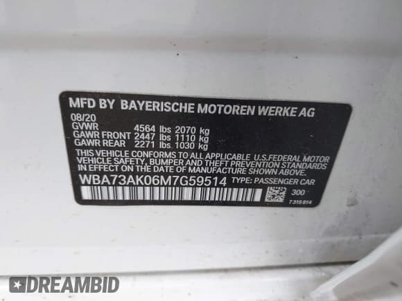 ✅ 2021 BMW 2 Series 228i xDrive • VIN: WBA73AK06M7G59514 • Lot: 41951326. Listed on IAAI with 76,064 mi. Free auction sales archive from the USA and detailed vehicle history report at DreamBid. Image 9.