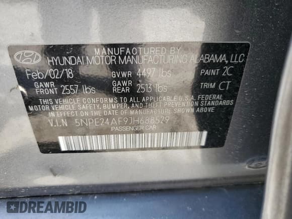 ✅ 2018 Hyundai Sonata SE • VIN: 5NPE24AF9JH688529 • Лот: 42747443. Опубликован ранее на Copart с пробегом Не указан. Бесплатный доступ к архиву аукционных продаж из США и подробный отчёт об истории автомобиля на DreamBid. Изображение 13.