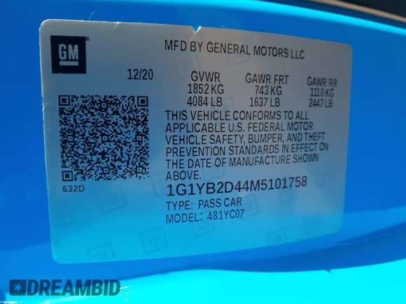 2021 Chevrolet Corvette 2LT z VIN 1G1YB2D44M5101758, wystawiony jako IAAI lot #41381304 z przebiegiem 11 843 mil mil oraz . Historia ofert i sprzedaży dostępna na DreamBid. Obrazek 9.