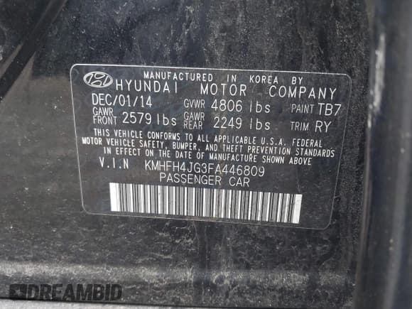 ✅ 2015 Hyundai Azera Limited • VIN: KMHFH4JG3FA446809 • Лот: 42628069. Опубликован ранее на IAAI с пробегом 136 777 миль. Бесплатный доступ к архиву аукционных продаж из США и подробный отчёт об истории автомобиля на DreamBid. Изображение 9.