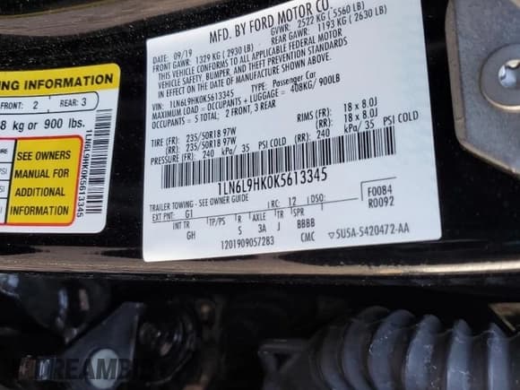 ✅ 2019 Lincoln Continental Livery • VIN: 1LN6L9HK0K5613345 • Lot: 43526725. Listed on Copart with 143,460 mi. Free auction sales archive from the USA and detailed vehicle history report at DreamBid. Image 12.