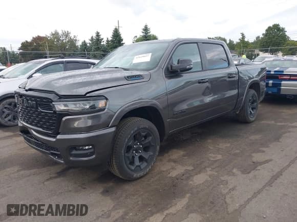 ✅ 2025 Ram 1500 Big Horn • VIN: 1C6RRFFG7SN681694 • Lot: 43129837. Listed on IAAI with 8,142 mi. Free auction sales archive from the USA and detailed vehicle history report at DreamBid. Image 2.