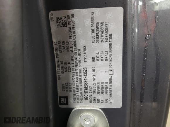 ✅ 2015 Chevrolet Colorado 4WD WT • VIN: 1GCHTAE38F1243528 • Лот: 87373664. Опубликован ранее на Copart с пробегом 109 957 миль. Бесплатный доступ к архиву аукционных продаж из США и подробный отчёт об истории автомобиля на DreamBid. Изображение 12.