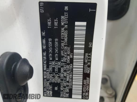 ✅ 2019 Toyota Highlander Limited Platinum • VIN: 5TDDZRFH9KS711964 • Лот: 84587805. Опубликован ранее на Copart с пробегом 73 298 миль. Бесплатный доступ к архиву аукционных продаж из США и подробный отчёт об истории автомобиля на DreamBid. Изображение 13.