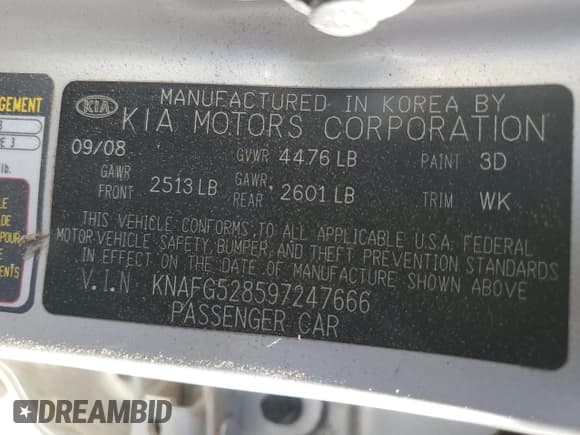 ✅ 2009 Kia Rondo LX • VIN: KNAFG528597247666 • Lot: 91951305. Wystawiony na Copart z przebiegiem 103 966 mil. Bezpłatny archiwum sprzedaży aukcyjnych z USA i szczegółowy raport historii pojazdu na DreamBid. Zdjęcie 12.