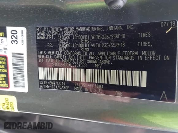 ✅ 2020 Toyota Sienna XLE • VIN: 5TDDZ3DCXLS234533 • Лот: 43755186. Опубликован ранее на IAAI с пробегом 44 910 миль. Бесплатный доступ к архиву аукционных продаж из США и подробный отчёт об истории автомобиля на DreamBid. Изображение 9.