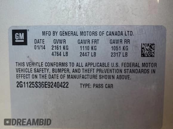 ✅ 2014 Chevrolet Impala LT • VIN: 2G1125S36E9240422 • Лот: 70703344. Опубликован ранее на Copart с пробегом 111 851 миль. Бесплатный доступ к архиву аукционных продаж из США и подробный отчёт об истории автомобиля на DreamBid. Изображение 13.