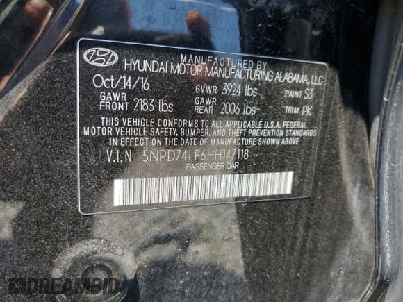 ✅ 2017 Hyundai Elantra SE • VIN: 5NPD74LF6HH147118 • Lot: 80893535. Listed on Copart with 128,726 mi. Free auction sales archive from the USA and detailed vehicle history report at DreamBid. Image 13.