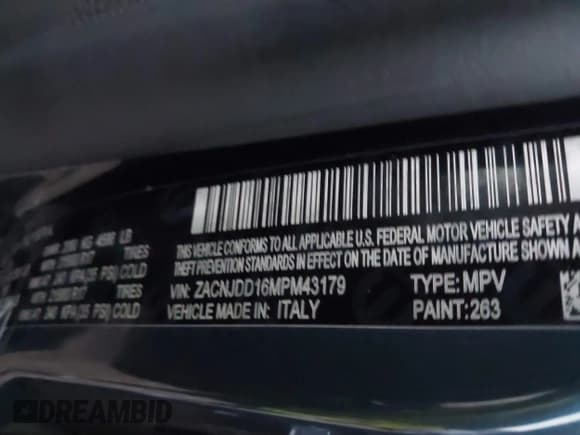 ✅ 2021 Jeep Renegade Limited • VIN: ZACNJDD16MPM43179 • Lot: 43319556. Listed on IAAI with 39,256 mi. Free auction sales archive from the USA and detailed vehicle history report at DreamBid. Image 9.