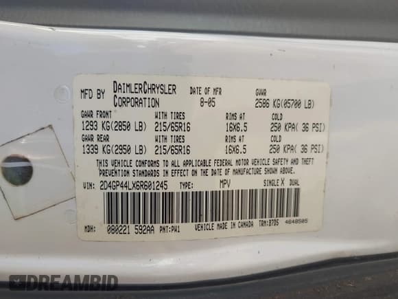 ✅ 2006 Dodge Grand Caravan SXT • VIN: 2D4GP44LX6R601245 • Лот: 43399344. Опубликован ранее на IAAI с пробегом 153 586 миль. Бесплатный доступ к архиву аукционных продаж из США и подробный отчёт об истории автомобиля на DreamBid. Изображение 9.