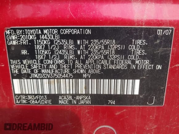 ✅ 2007 Toyota RAV4 Sport • VIN: JTMZD32V375054475 • Lot: 42134082. Wystawiony na IAAI z przebiegiem 329 060 mil. Bezpłatny archiwum sprzedaży aukcyjnych z USA i szczegółowy raport historii pojazdu na DreamBid. Zdjęcie 9.