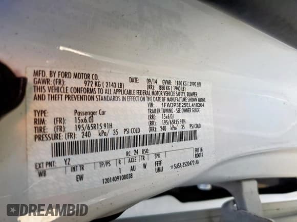✅ 2014 Ford Focus S • VIN: 1FADP3E25EL410264 • Lot: 81947775. Wystawiony na Copart z przebiegiem 111 925 mil. Bezpłatny archiwum sprzedaży aukcyjnych z USA i szczegółowy raport historii pojazdu na DreamBid. Zdjęcie 12.