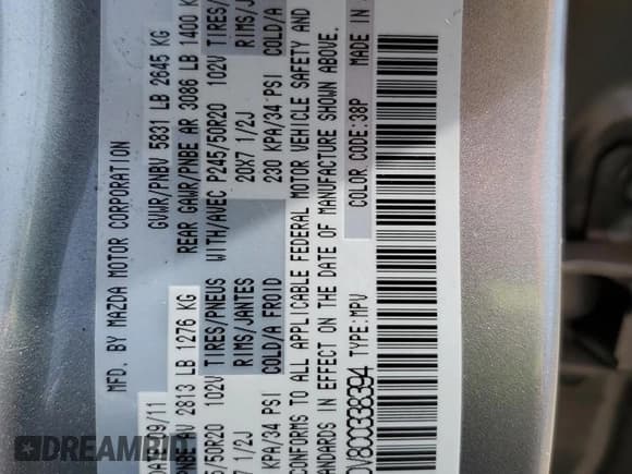 ✅ 2012 Mazda CX-9 Grand Touring • VIN: JM3TB2DV8C0338394 • Lot: 82167915. Listed on Copart with 70,131 mi. Free auction sales archive from the USA and detailed vehicle history report at DreamBid. Image 13.