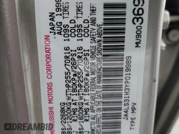 ✅ 2000 Mitsubishi Montero Sport LS • VIN: JA4LS31H3YP019989 • Lot: 82031914. Wystawiony na Copart z przebiegiem 154 176 mil. Bezpłatny archiwum sprzedaży aukcyjnych z USA i szczegółowy raport historii pojazdu na DreamBid. Zdjęcie 15.